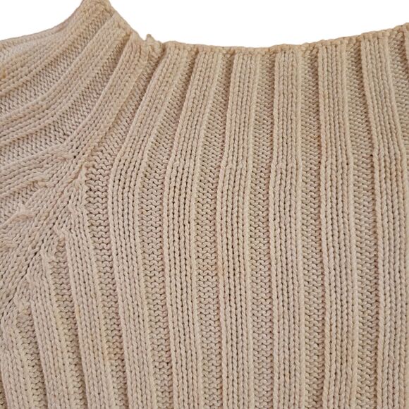 Taupe Tan Croft Barrow XLT Mens 100% Cotton Cable Knit Mock Turtleneck Sweater - Picture 2 of 3